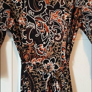 Fall colored print midi dress